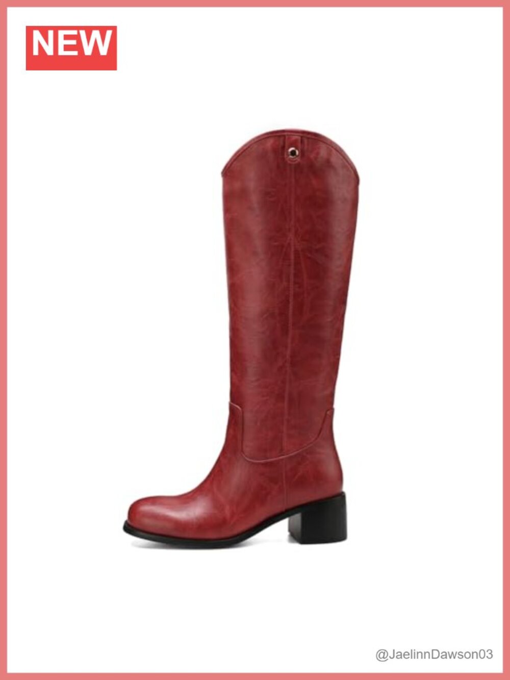 Women's Knee High Square Toe Chunky Block Heel Faux Leather Western Boots